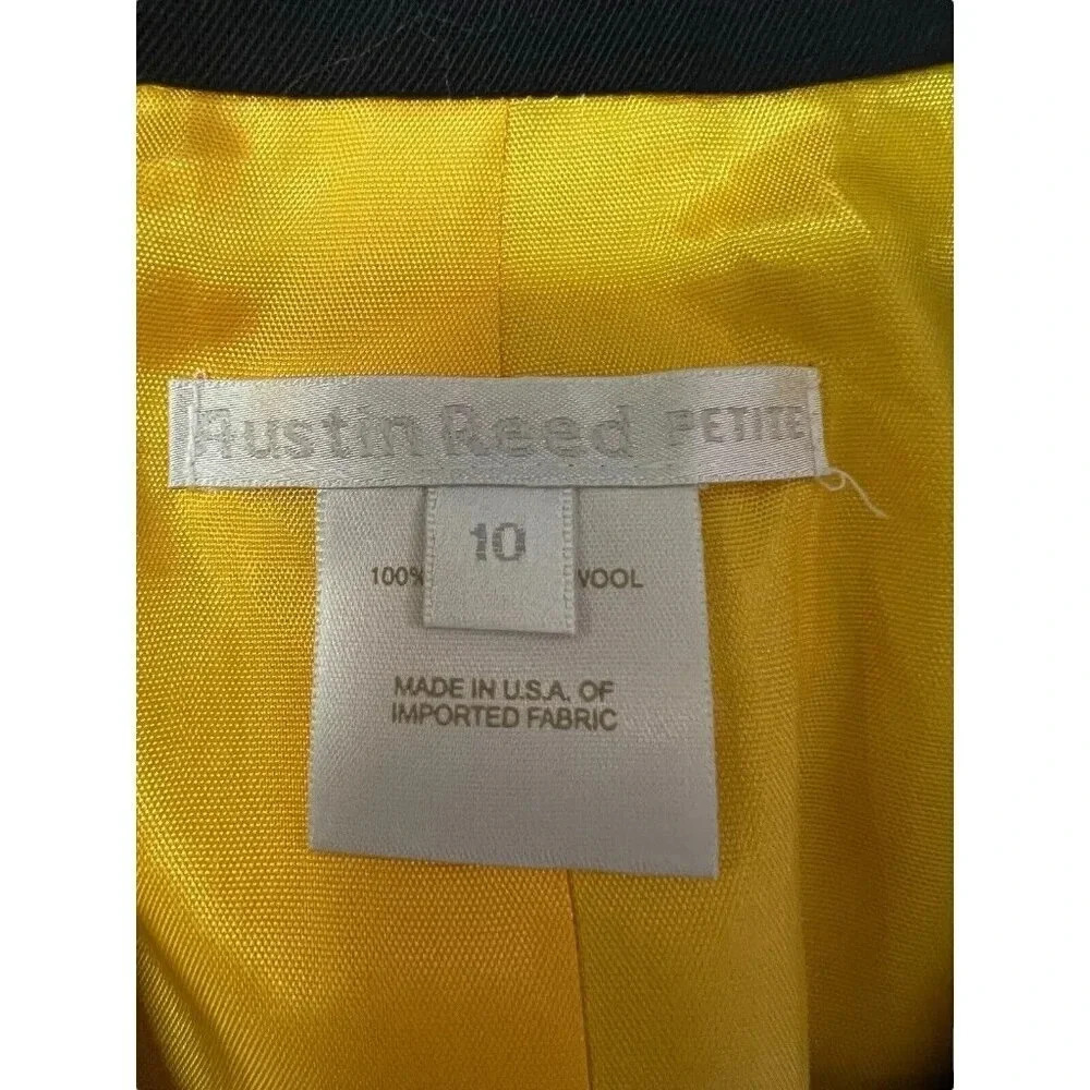 Austin Reed USA Womens 10 Petite Navy Wool Blazer Jacket Preppy Prep School Boy - Picture 13 of 16